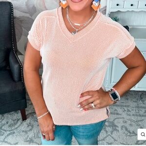 NWT 7th Ray Ribbed Short Sleeve Top in Sunkist Color - Size 3X